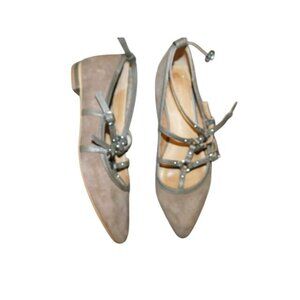 Corso Como Size 7.5M Suede Pointy Toe Strappy Designer Flats Shoes